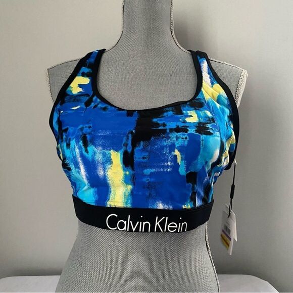 Calvin Klein Cyan Monet Racerback Bikini Top size S - Picture 1 of 2